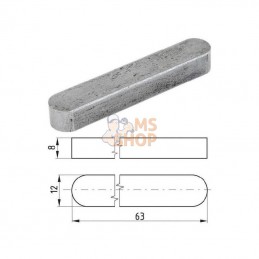 688512863; KRAMP; Clavette parallèle à bouts arrondis 12 x 8x 63; pièce detachée