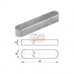 688510845; KRAMP; Clavette parallèle à bouts arrondis 10 x 8 x 45; pièce detachée