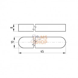 688510845; KRAMP; Clavette parallèle à bouts arrondis 10 x 8 x 45; pièce detachée