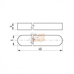 68856640; KRAMP; Clavette parallèle à bouts arrondis 6 x 6 x 40; pièce detachée