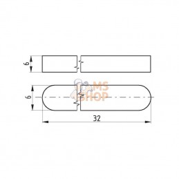 68856632; KRAMP; Clavette parallèle à bouts arrondis 6 x 6 x 32; pièce detachée