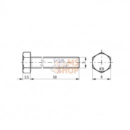 933550; KRAMP; Boulon hexagonal entièrement fileté M5x50 8.8 zing; pièce detachée