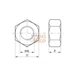 93410B; KRAMP; Écrou hexagonal DIN934 M10x1.50 Acier classe 8 Kramp; pièce detachée