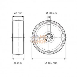 UAD160402058; TENTE; Roue 160 mm; pièce detachée