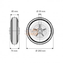 PQR2608520; TENTE; Roue 260 mm; pièce detachée