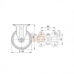 3478UOJ100P62; TENTE; Roulettes pivotantes à bandage et / ou corps de roue en polyamide blanc, roulement à rouleaux 100 mm; pièc