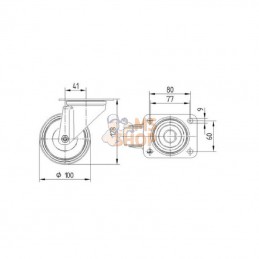 3470UOJ100P62; TENTE; Roulettes pivotantes à bandage et / ou corps de roue en polyamide blanc, roulement à rouleaux; pièce detac