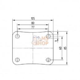 3470UOJ125P62; TENTE; Roulettes pivotantes à bandage et / ou corps de roue en polyamide blanc, roulement à rouleaux; pièce detac