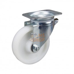 3470UOR160P63; TENTE; Roulettes pivotantes à bandage et / ou corps de roue en polyamide blanc, roulement à rouleaux; pièce detac