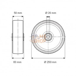 IEP250502060; TENTE; Roue 250 mm; pièce detachée