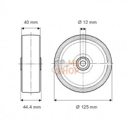 UOR125401244; TENTE; Roue 125 mm; pièce detachée