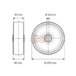 FTP2500502060; TENTE; Roue 250 mm; pièce detachée