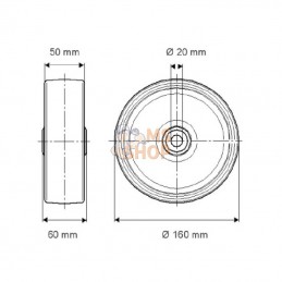 FTP1600502060; TENTE; Roue 160 mm; pièce detachée