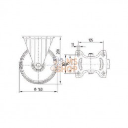 8478UAD160P63; TENTE; Roulettes fixes en acier inoxydable à bandage en matière synthétique; pièce detachée