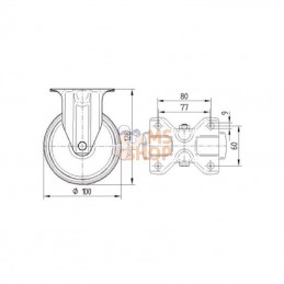 8478UAD100P62; TENTE; Roulettes fixes en acier inoxydable à bandage en matière synthétique; pièce detachée
