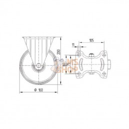 8478UOO160P63; TENTE; Roulettes pivotantes en acier inoxydable à bandage en matière synthétique; pièce detachée