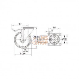 8477UOO200P63; TENTE; Roulettes pivotantes en acier inoxydable à bandage en matière synthétique; pièce detachée