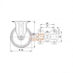 8478UOO080P62; TENTE; Roulettes pivotantes en acier inoxydable à bandage en matière synthétique; pièce detachée