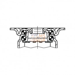 7475PJH050P40; TENTE; Roue pivotante, roue en polyuréthane : Ø50x19mm, with brake, Acier inoxydable Fixation de plaque: 60x60mm 