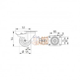 4687ITP125P63; TENTE; Roulettes pour charges lourdes à bandage en polyuréthane; pièce detachée