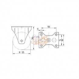 4688ITP125P63; TENTE; Roulettes pour charges lourdes à bandage en polyuréthane; pièce detachée