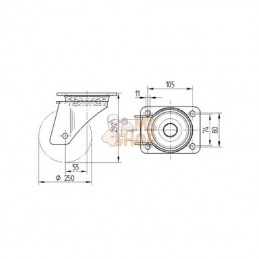 4680ITP250P63; TENTE; Roulettes pour charges lourdes à bandage en polyuréthane; pièce detachée