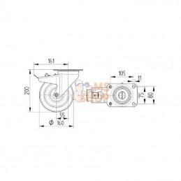 4687TOP160P63; TENTE; Roulettes pour charges lourdes en polyamide; pièce detachée