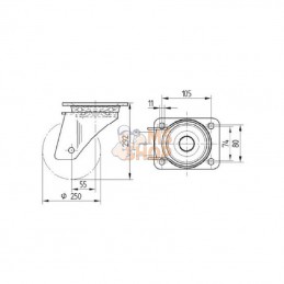 4680UOP250P63; TENTE; Roulettes pour charges lourdes en polyamide; pièce detachée