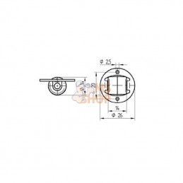 1298UOI014P80; TENTE; Roue fixe roulement en polyamide Ø14x14mm, Fixation de plaque: 26 Load: 15kg, Tente; pièce detachée
