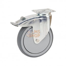 2477PJP125P50; TENTE; Roue pivotante, roue en polyuréthane : Ø125x32mm, Fixation de plaque: 77x67mm Load: 100kg Tente; pièce det