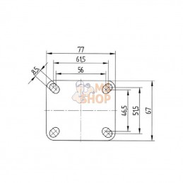 2478PJP100P50; TENTE; Roue fixe rigide Ø100x32mm, Fixation de plaque: 77x67mm Load: 100kg Tente; pièce detachée