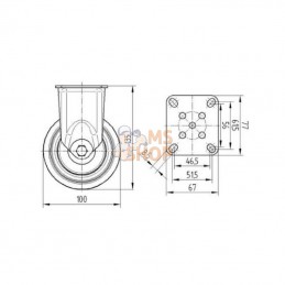 2478PJP100P50; TENTE; Roue fixe rigide Ø100x32mm, Fixation de plaque: 77x67mm Load: 100kg Tente; pièce detachée