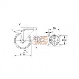 3477UOR200P63; TENTE; Roulettes pivotantes à bandage et / ou corps de roue en polyamide blanc, roulement à rouleaux; pièce detac