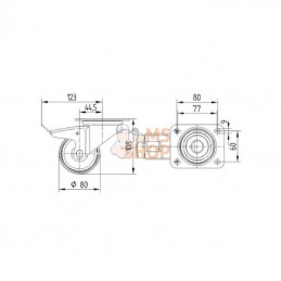 3477UOJ080P62; TENTE; Roulettes pivotantes en polyamide 80 mm; pièce detachée