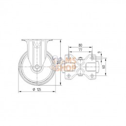 3478UOJ125P62; TENTE; Roulettes pivotantes à bandage et / ou corps de roue en polyamide blanc, roulement à rouleaux 125 mm; pièc