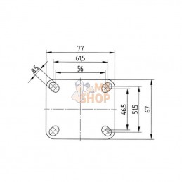 2478PJP150P50; TENTE; Roue fixe rigide Ø150x32mm, Fixation de plaque: 77x67mm Load: 100kg Tente; pièce detachée