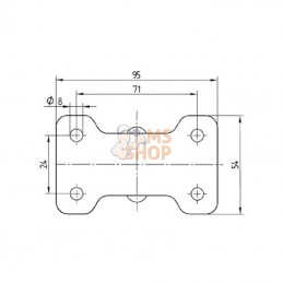 3438POO065P609554; TENTE; Roue fixe roulement en polyamide Ø65x30mm, Fixation de plaque: 95x54mm Load: 120kg Tente; pièce detach