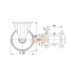 3478UOR200P63; TENTE; Roulettes pivotantes à bandage et / ou corps de roue en polyamide blanc, roulement à rouleaux 200 mm; pièc