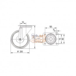 8470UAD200P63; TENTE; Roulettes pivotantes en acier inoxydable à bandage en matière synthétique; pièce detachée