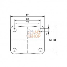 3470HUR125P62; TENTE; Roulettes pivotantes à bandage en polyamide gris et anneau central en caoutchouc; pièce detachée