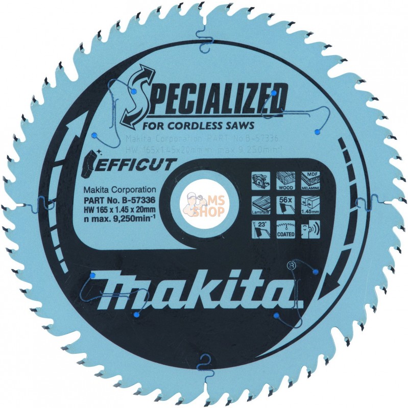 B-57336,LAME CARBURE MULTI-BOIS EFFICUT 165X20MM 56D | MAKITA B-57336,LAME CARBURE MULTI-BOIS EFFICUT 165X20MM 56D | MAKITA