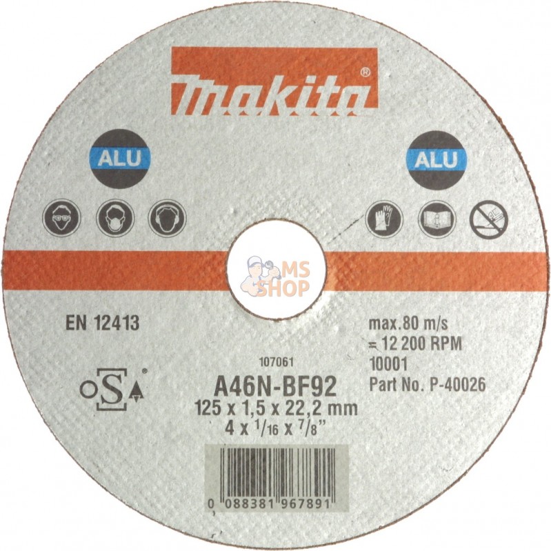 B-45331,DISQ TRONÇ ALU 125x22,23MM 1,5MM A46NBF92 | MAKITA B-45331,DISQ TRONÇ ALU 125x22,23MM 1,5MM A46NBF92 | MAKITA