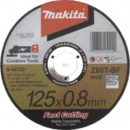 E-10877-25,25 x DISQUE À TRONÇ. INOX 125x0,8MM BOITE PLAST | MAKITA