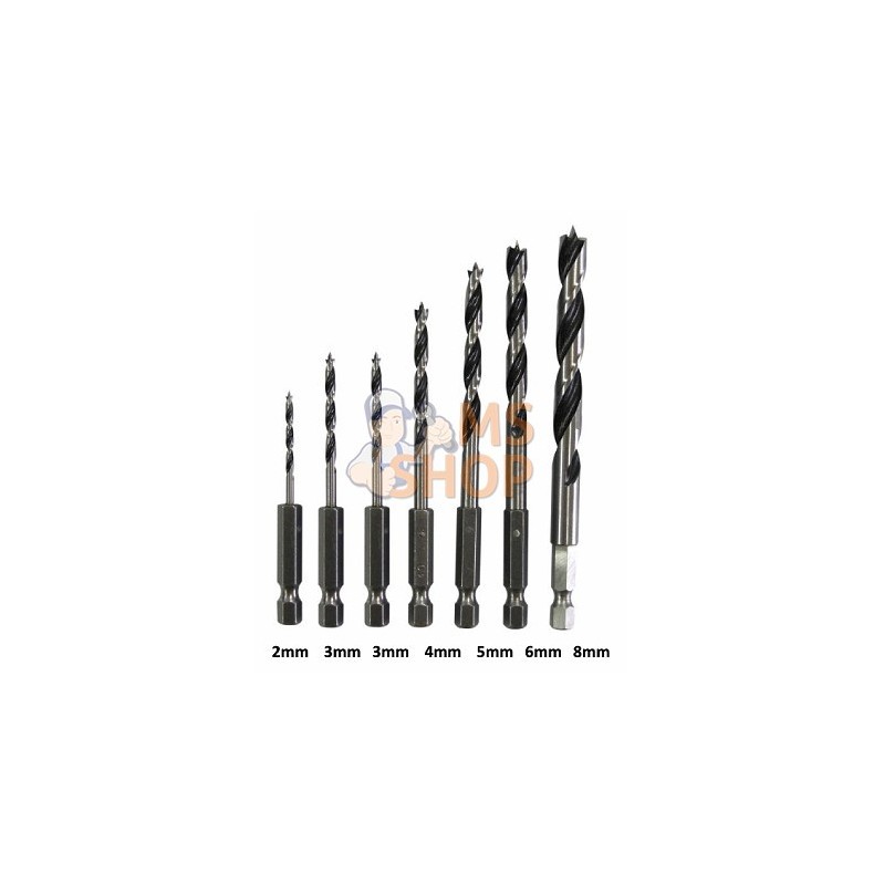 D-62371,LOT DE 7 MECHES A BOIS (2/3/3/4/5/6/8 MM) | MAKITA D-62371,LOT DE 7 MECHES A BOIS (2/3/3/4/5/6/8 MM) | MAKITA