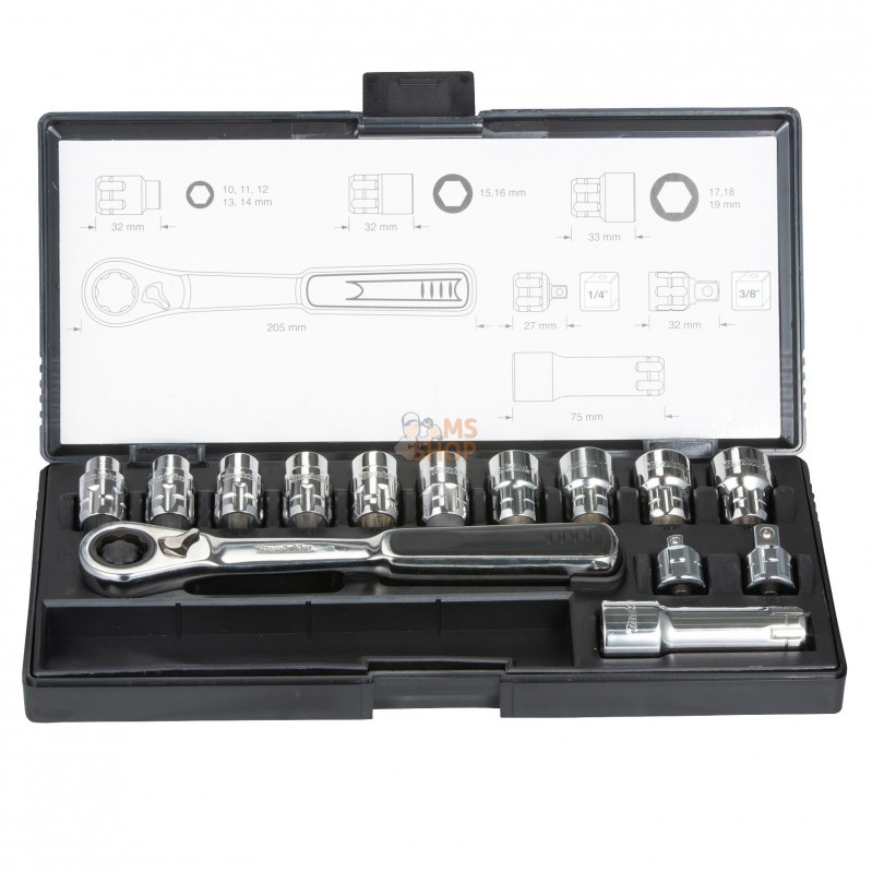 B-65595,ENSEMBLE CLE A CLIQUET ORIENTABLE 14PCS | MAKITA