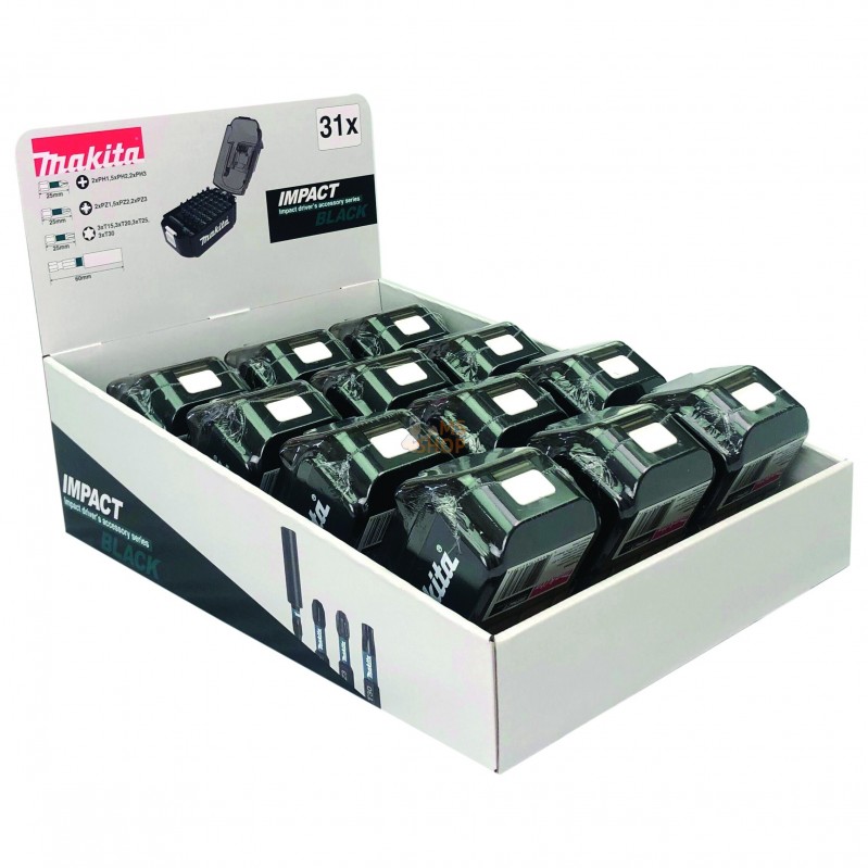 E-03090,MASTER CARTON 12 x COFFRET IMPACT BLACK 31 PCS | MAKITA E-03090,MASTER CARTON 12 x COFFRET IMPACT BLACK 31 PCS | MAKITA