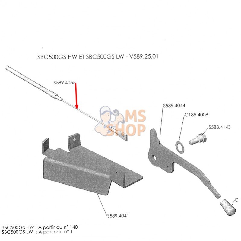 CABLE EMBRAYAGE TURBINE  SGR ISEKI 589-4055
