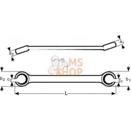 TAH1949M-8-9;BAHCO;Clé polygonale à tuyauter, métrique avec anneau de sécurité;pièce détachée