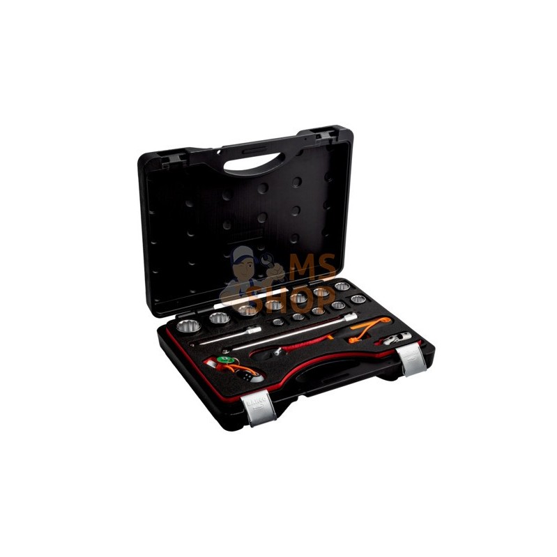 TAH16BZ/17;BAHCO;Coffret de douilles et accessoires en pouces 1/2" adapté pour le travail en hauteur - 17 pièces;pièce détachée