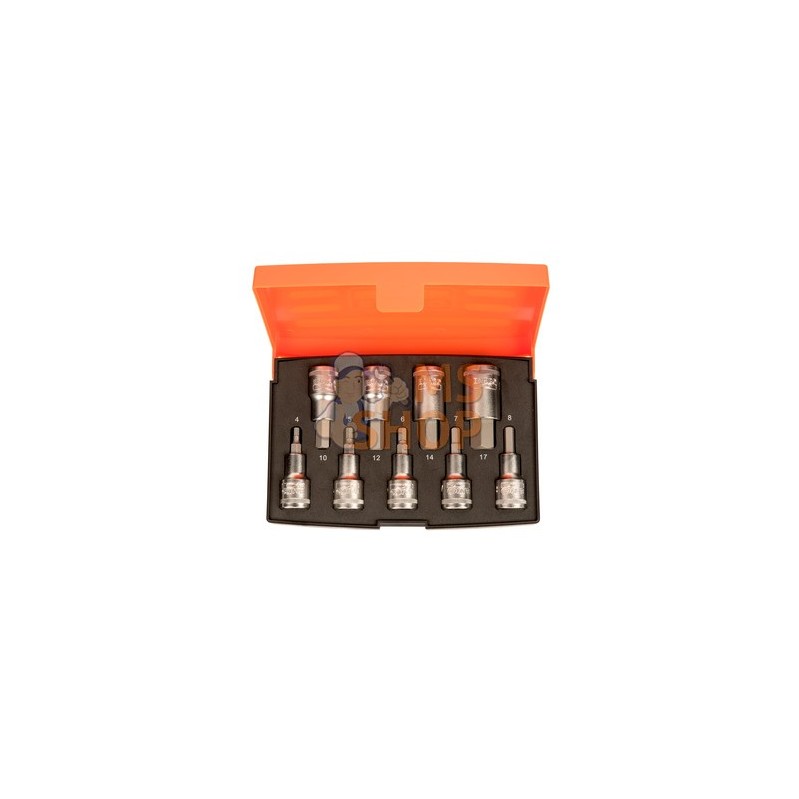 S9HEX;BAHCO;Jeu de douilles 1/2 avec embouts, 9 pièces;pièce détachée S9HEX;BAHCO;Jeu de douilles 1/2 avec embouts, 9 pièces;pièce détachée
